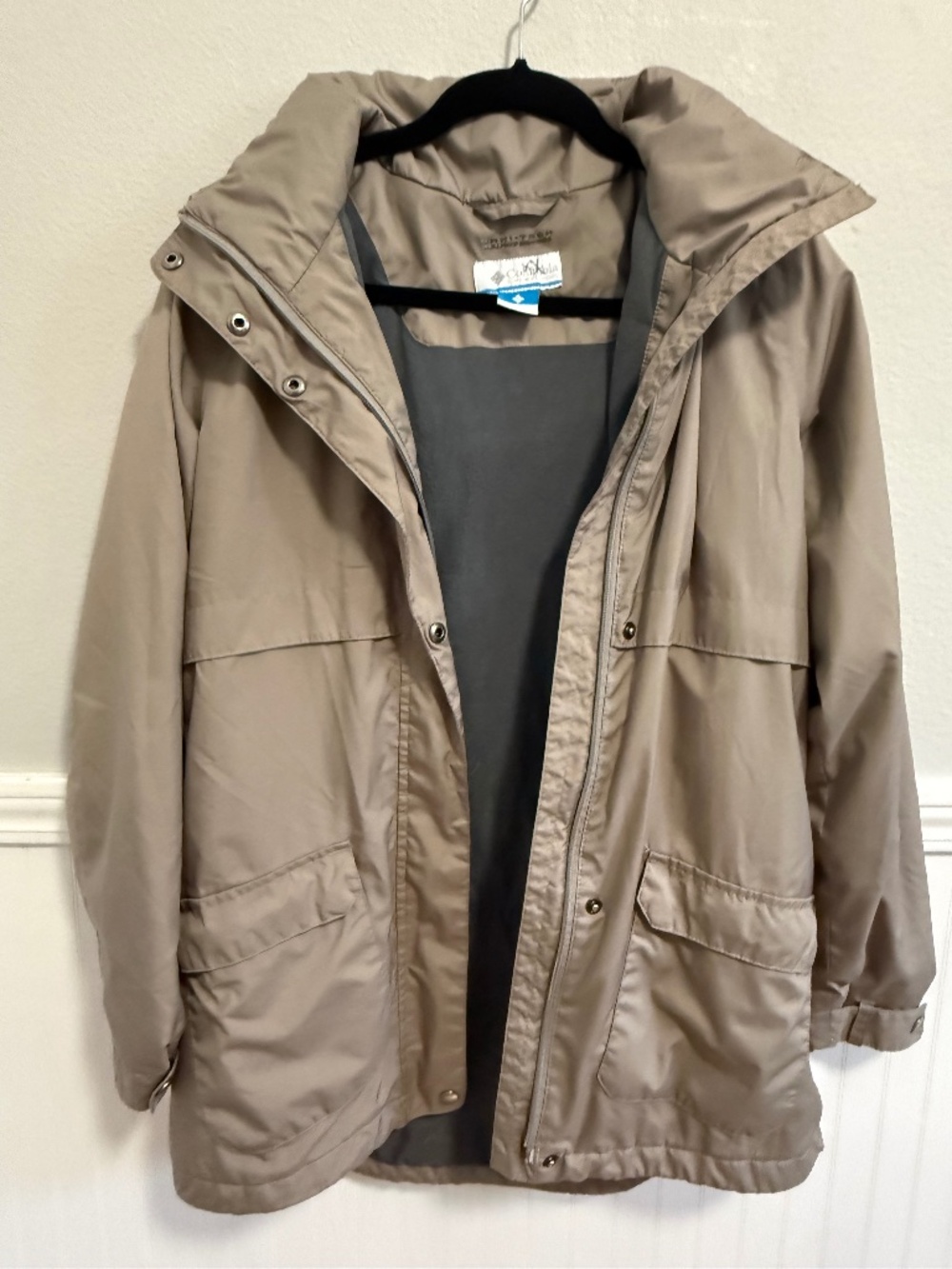 Vintage Columbia Omni-Tech Parka Jacket Women's Medium Taupe Earth Tone MINT